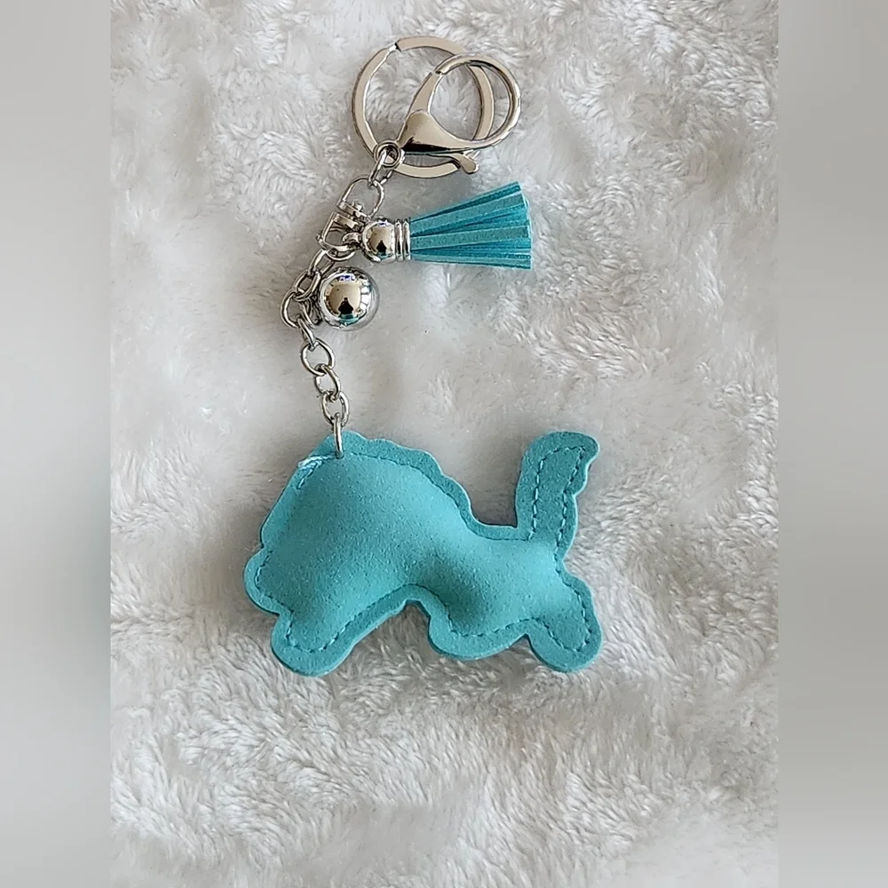 Wildcat Blue Rhinestone Keychain with Tassel Bag Charm
